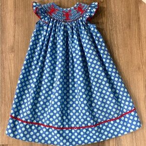 Classic Whimsy Smocked Lobster Polka Dot Dress-size 3T